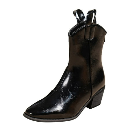 OJSFQUFP Women Ankle Boots Ladies Fashion British Style Solid Leather Pointed Back Zipper Thick Heel Short Boots Rain Boots Women Black 37
OJSFQUFP Women Ankle Boots Ladies Fashion British Style Solid Leather Pointed Back Zipper Thick Heel Short Boots Rain Boots Women Black 37