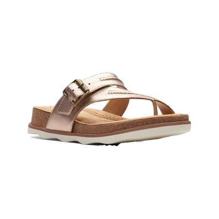 Clarks Womens Brynn Madi Leather Strappy Slide Sandals