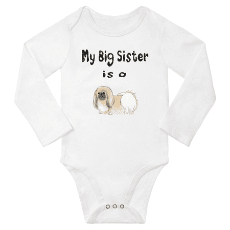 My Big Sister is a Pekingese Dog Funny Baby Long Sleeve Romper Boy Girl (White 0-6M)
My Big Sister is a Pekingese Dog Funny Baby Long Sleeve Romper Boy Girl (White 0-6M)