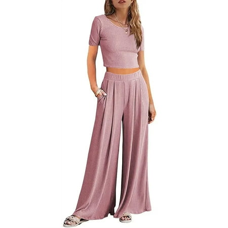 Ladiyo Womans Lounge Set Outfits Sets Ribbed Crop Top Long Sleeve Crew Neck Casual Pants Solid Color Loose Knit 2 Piece Pajamas S-2XL
Ladiyo Womans Lounge Set Outfits Sets Ribbed Crop Top Long Sleeve Crew Neck Casual Pants Solid Color Loose Knit 2 Piece Pajamas S-2XL