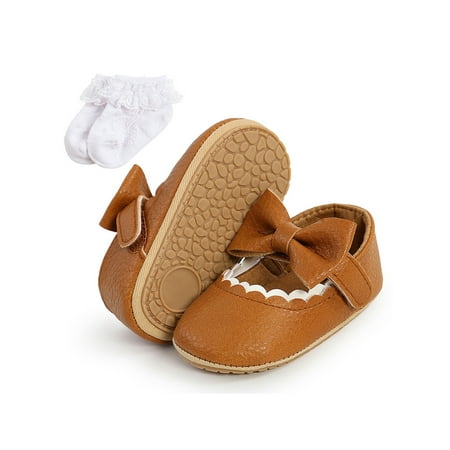 Ritualay Infant Crib Shoes Comfort Flats Bowknot Mary Jane Fashion Lightweight Princess Dress Shoe Party Wedding First Walkers Brown Bow with Socks 5C
Ritualay Infant Crib Shoes Comfort Flats Bowknot Mary Jane Fashion Lightweight Princess Dress Shoe Party Wedding First Walkers Brown Bow with Socks 5C
