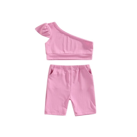 Suanret Toddler Kids Girl One Shoulder Tanks Tops Shorts Set Solid Color Wide Elastic Waist Summer Clothing Pink 0-1 Years
Suanret Toddler Kids Girl One Shoulder Tanks Tops Shorts Set Solid Color Wide Elastic Waist Summer Clothing Pink 0-1 Years