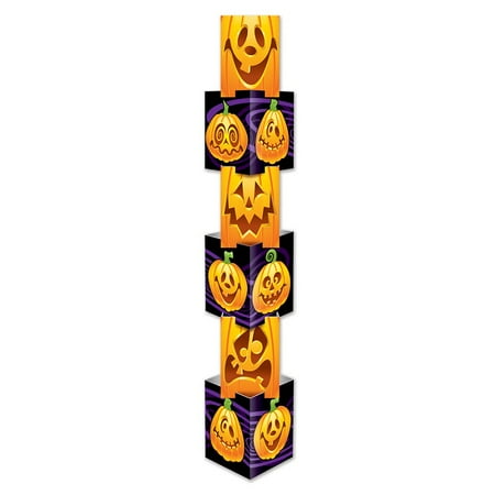 Club Pack of 36 Decorative Purple, Orange and Black Jack-O-Lantern Halloween Column 5.6'