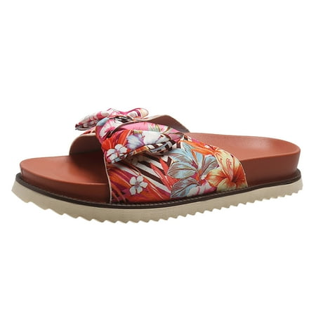 Womens House Slippers Ladies Fashion Floral Print Bow Fabric Beach Open Toe Flat Casual Slippers
Womens House Slippers Ladies Fashion Floral Print Bow Fabric Beach Open Toe Flat Casual Slippers