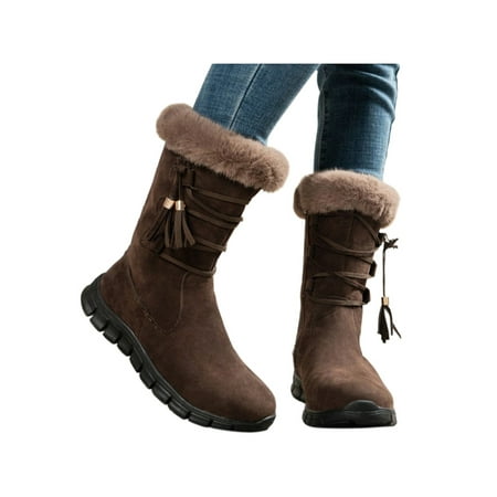 Harsuny Womens Warm Shoes Faux Fur Winter Boot Plush Lined Snow Boots Walking Casual Tassel Mid Calf Brown 6.5
Harsuny Womens Warm Shoes Faux Fur Winter Boot Plush Lined Snow Boots Walking Casual Tassel Mid Calf Brown 6.5