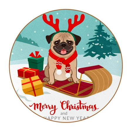OWNTA Cute Christmas Pug Dog Sled Gift Box Pattern Premium Microfiber Leather Round Coasters (6PCS) - 11x11 cm/4.3x4.3 in - Durable & Stylish Cup Mat Set
OWNTA Cute Christmas Pug Dog Sled Gift Box Pattern Premium Microfiber Leather Round Coasters (6PCS) - 11x11 cm/4.3x4.3 in - Durable & Stylish Cup Mat Set