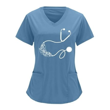 Funicet Plus Size Tops for Women Scrubs Tops Plus Size Working Uniform With Pockets Short Sleeve V-neck Nursing Uniform Cute Printed Blouse
Funicet Plus Size Tops for Women Scrubs Tops Plus Size Working Uniform With Pockets Short Sleeve V-neck Nursing Uniform Cute Printed Blouse