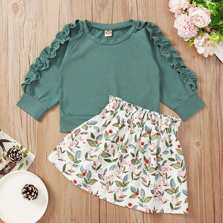 Augper Baby Girl Clothes Long Sleeve Fall Winter Clearance Newborn Toddler Baby Girl Ruffle Solid Print Tops Floral Print Skirt Outfits Set Green
Augper Baby Girl Clothes Long Sleeve Fall Winter Clearance Newborn Toddler Baby Girl Ruffle Solid Print Tops Floral Print Skirt Outfits Set Green