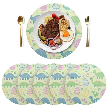 Round Placemats Plate Mats 15 Inch Non-Slip Heat Resistant Washable PVC Set Table Decoration for Kitchen Dining Dinosaurs and Easter Eggs 
Round Placemats Plate Mats 15 Inch Non-Slip Heat Resistant Washable PVC Set Table Decoration for Kitchen Dining Dinosaurs and Easter Eggs