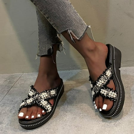 HAOTAGS Women s Summer Sandals Pearl Cross Strap Platform Slippers Casual Beach shoes
HAOTAGS Women s Summer Sandals Pearl Cross Strap Platform Slippers Casual Beach shoes