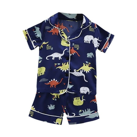Summer Satin Silk Pajamas Toddler Baby Kids Boys Girls Dinosaur Print Nightwear Set Short Sleeve Blouse Tops+Shorts Sleepwear
Summer Satin Silk Pajamas Toddler Baby Kids Boys Girls Dinosaur Print Nightwear Set Short Sleeve Blouse Tops+Shorts Sleepwear