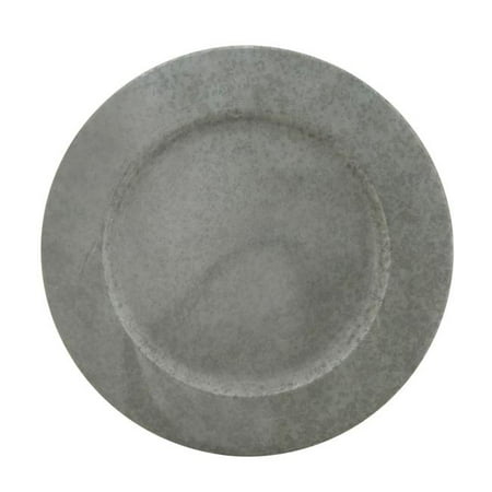 SARO 13 in. Round Galvanized Metal Charger Plate Silver - Set of 4