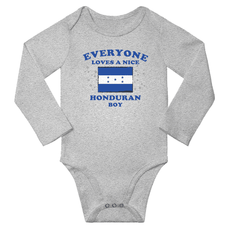 Everyone Loves a Nice Honduran Boy Baby Long Slevve Bodysuit Romper (Gray 6-12 Months)
Everyone Loves a Nice Honduran Boy Baby Long Slevve Bodysuit Romper (Gray 6-12 Months)