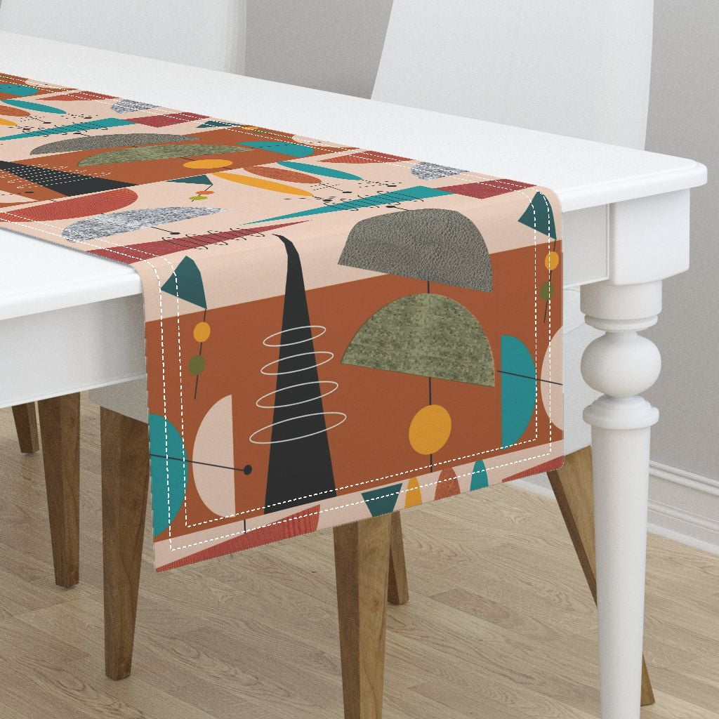 Table Runner Space Age Inspired Mid Century Modern Mid Century Cotton