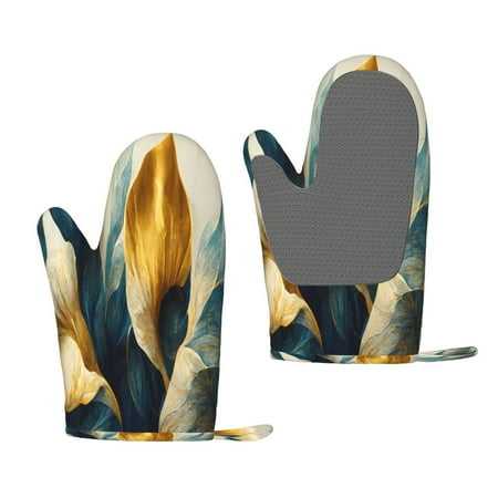 Zeuib Golden Blue Leaf Design Print Oven Mitts Oven Gloves with Non-Slip Silicone Heat and Slip Resistant Cooking Mitt Set for Cooking and Baking (2 Count)
Zeuib Golden Blue Leaf Design Print Oven Mitts Oven Gloves with Non-Slip Silicone Heat and Slip Resistant Cooking Mitt Set for Cooking and Baking (2 Count)