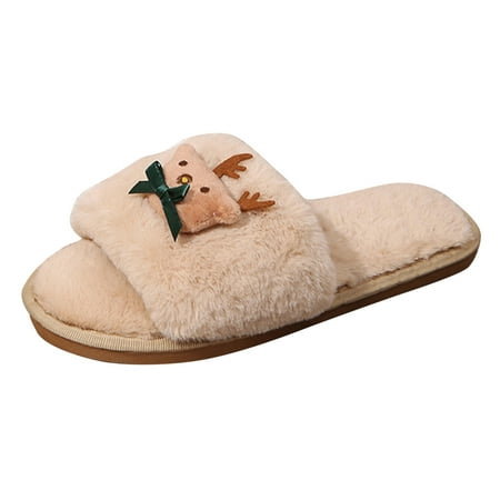 Cptfadh Slippers For Women Shoes Ladies Fashion Solid Color Christmas Cartoon Deer Plush Open Toe Comfortable Flat Cotton Slippers
Cptfadh Slippers For Women Shoes Ladies Fashion Solid Color Christmas Cartoon Deer Plush Open Toe Comfortable Flat Cotton Slippers
