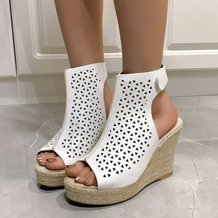 YOUSNH Women s Summer Fashion Slope Heel Fish Mouth Leather Sandals Thick Bottom Hollow Out Roman Sandals Women s Sandals White 41
YOUSNH Women s Summer Fashion Slope Heel Fish Mouth Leather Sandals Thick Bottom Hollow Out Roman Sandals Women s Sandals White 41