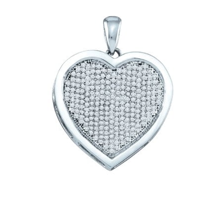 10K White Gold 0.75CT Elegant White Diamond Micro Pave Heart Fashion Pendant