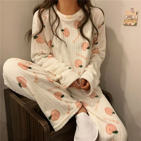 Women Winter Flannel Pajama Set Fleece Pyjamas Sleepwear Homewear Strip Kawaii Print Warm Velvet Female Suit Ladies Pijama Set
Women Winter Flannel Pajama Set Fleece Pyjamas Sleepwear Homewear Strip Kawaii Print Warm Velvet Female Suit Ladies Pijama Set