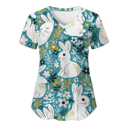 Women Scrubs Top Working Uniform Nurses Clothing Workwear Casual Easter Bunny Printed Short Sleeve Pocket Loose Top V-Neck
Women Scrubs Top Working Uniform Nurses Clothing Workwear Casual Easter Bunny Printed Short Sleeve Pocket Loose Top V-Neck