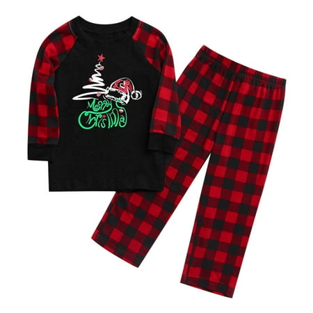 Autumn Loose Parent-Children Tweed Jacket Christmas Children Kids Print Blouse Tops And Pants Xmas Family Clothes Pajamas