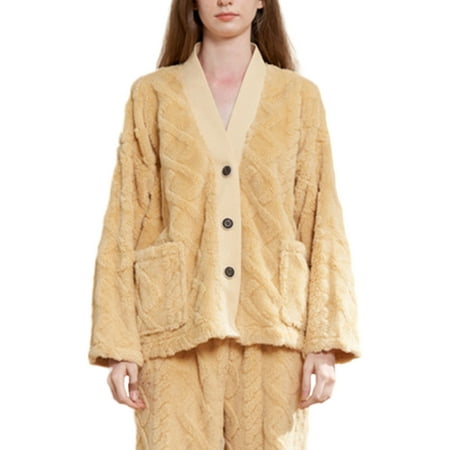 Niuer Women Fuzzy Fleece Solid Color Loungewear Ladies Casual Nightwear Elastic Waist Home Clothes Button Down Loose Sleepwear Yellow L
Niuer Women Fuzzy Fleece Solid Color Loungewear Ladies Casual Nightwear Elastic Waist Home Clothes Button Down Loose Sleepwear Yellow L
