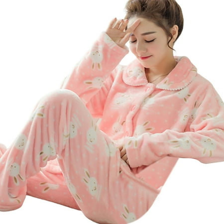 Women s Flannel Pajamas Set Casual Long Sleeve Fleece Cardigan Warming Sleepwear for Autumn Winter New
Women s Flannel Pajamas Set Casual Long Sleeve Fleece Cardigan Warming Sleepwear for Autumn Winter New