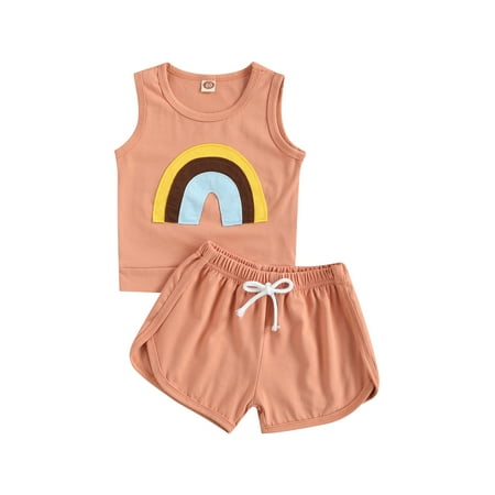Canrulo Summer Lovely Kids Girls Clothes Rainbow Printed Sleeveless Vest Tops Elastic Shorts Sets Pink 12-18 Months
Canrulo Summer Lovely Kids Girls Clothes Rainbow Printed Sleeveless Vest Tops Elastic Shorts Sets Pink 12-18 Months