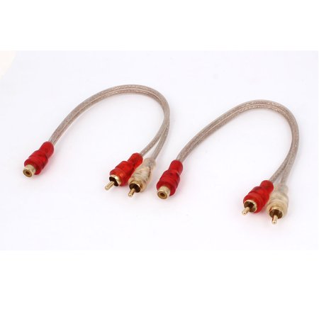 Car Audio 1 RCA Female to 2 RCA Male Splitter Wire Audio Video AV Adapter 2 Pcs
