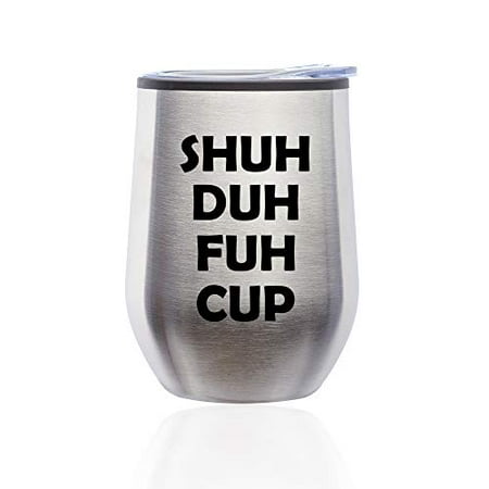 Stemless Wine Tumbler Coffee Travel Mug Glass with Lid Shuh Duh Fuh Cup (Silver)
Stemless Wine Tumbler Coffee Travel Mug Glass with Lid Shuh Duh Fuh Cup (Silver)