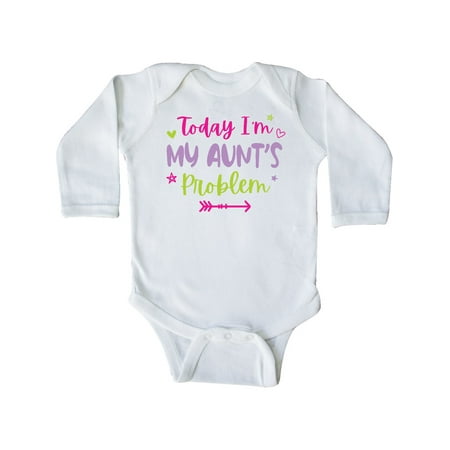 Inktastic Child Funny Today Im My Aunts Problem Gift Baby Girl Long Sleeve Bodysuit