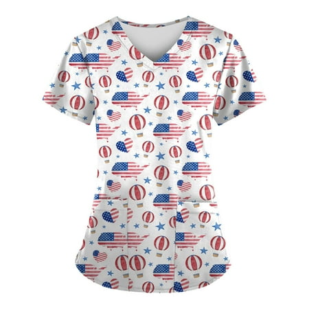Sksloeg Scrub Top for Women Summer July 4th Independence Day Print Top Nurse Uniforms for Women Short Sleeve V-Neck Shirts Tee Tops with Pockets Red S
Sksloeg Scrub Top for Women Summer July 4th Independence Day Print Top Nurse Uniforms for Women Short Sleeve V-Neck Shirts Tee Tops with Pockets Red S