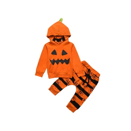 ZIYIXIN Newborn Baby Boys Girls Halloween Outfits Hooded Sweatshirt Tops Pumpkin Stripe Pants Trackisuit Set Orange 3-6 Months
ZIYIXIN Newborn Baby Boys Girls Halloween Outfits Hooded Sweatshirt Tops Pumpkin Stripe Pants Trackisuit Set Orange 3-6 Months