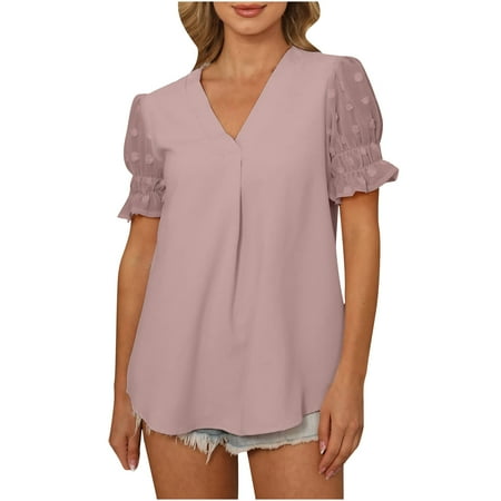 Crop Tops for Women Tunic Tops Women Fashion Casual Plain V-Neck Loose Short Sleeve T-shirt Top Blouse Pullover Womens Workout Tops on Clearance Black Shirts for Women Pink L
Crop Tops for Women Tunic Tops Women Fashion Casual Plain V-Neck Loose Short Sleeve T-shirt Top Blouse Pullover Womens Workout Tops on Clearance Black Shirts for Women Pink L