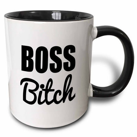 3dRose BOSS BITCH - Two Tone Black Mug 11-ounce