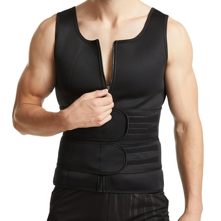 Ksruee Waist Trainer Vest for Men - Body Shaper Vest with Zipper- Men’s Body Slimming Vest - Sauna Waist Trainer for Workout Sports Gym