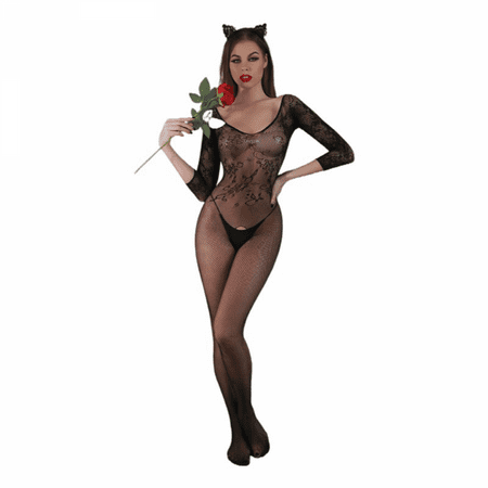 Wish Womens Sexy Bodysuit Fishnet Tights Bodycon Jumpsuit Lingerie S027