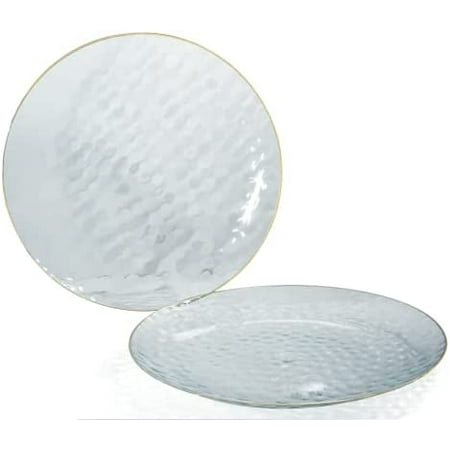 OCCASIONS 40 Plates Pack Disposable Wedding Party Plastic Plates (10 Dinner Plate Coastal Clear & Gold)