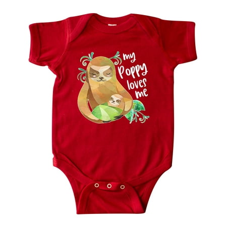 Inktastic My Poppy Loves Me- Cute Sloth and Baby Gift Baby Boy or Baby Girl Bodysuit