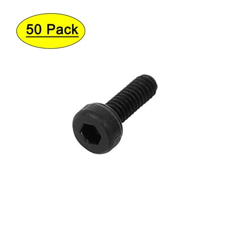 M2x6mm Alloy Steel Hex Socket Head Knurled Cap Screw Bolt Black 50pcs