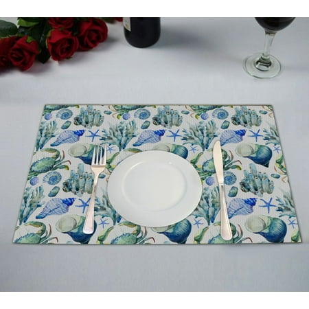 GCKG Watercolor Art Placemat Sea Ocean Pattern with Shell Coral and Crab Placemat 12x18 Inch Set of 2
GCKG Watercolor Art Placemat Sea Ocean Pattern with Shell Coral and Crab Placemat 12x18 Inch Set of 2