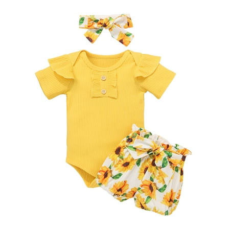 Dooleck Baby Girl Summer Clothes Infant Ribbed Ruffle Bodysuit Floral Shorts Outfit
Dooleck Baby Girl Summer Clothes Infant Ribbed Ruffle Bodysuit Floral Shorts Outfit