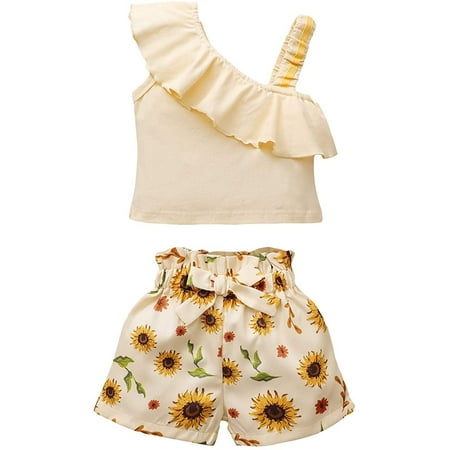 Toddler Girls Clothes (12M-5T) Baby Girl Summer Outfits Ruffle Off Shoulder Sleeveless Tops Floral Shorts Set
Toddler Girls Clothes (12M-5T) Baby Girl Summer Outfits Ruffle Off Shoulder Sleeveless Tops Floral Shorts Set