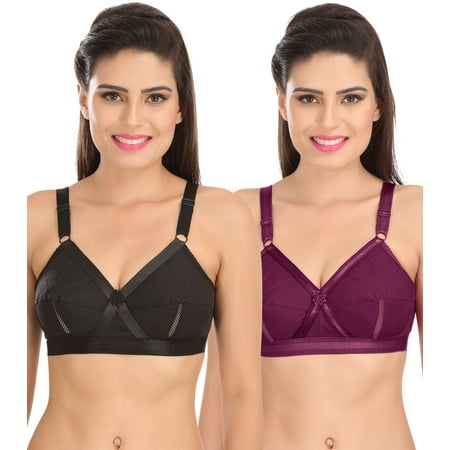 Ossirrio Women Everyday Comfort Full Cup Bra Non Wired Plus Size Cotton Bra Pack of 2 Black and Wine
Ossirrio Women Everyday Comfort Full Cup Bra Non Wired Plus Size Cotton Bra Pack of 2 Black and Wine