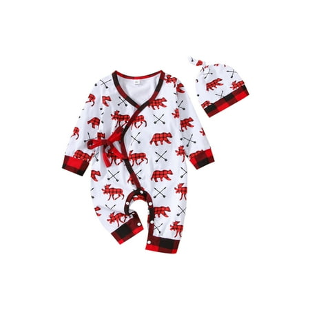 Yinyinxull 2Pcs Baby Boy Girl Christmas Clothes Romper Bodysuits Plaids Deer Long Sleeves Jumpsuit + Hat Outfits Red 3-6 Months
Yinyinxull 2Pcs Baby Boy Girl Christmas Clothes Romper Bodysuits Plaids Deer Long Sleeves Jumpsuit + Hat Outfits Red 3-6 Months