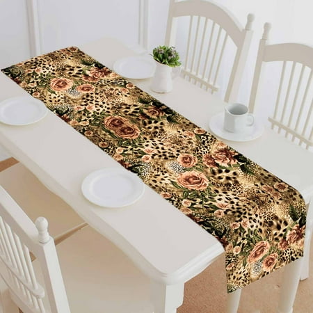 PKQWTM Leopard And Flower Cotton and Linen Table Runner Kitchen Dining Room Supplies Size 14x72 Inch
PKQWTM Leopard And Flower Cotton and Linen Table Runner Kitchen Dining Room Supplies Size 14x72 Inch