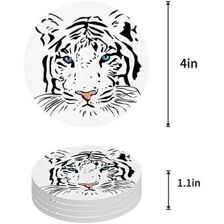 ZHANZZK White Tiger Set of 6 Round Coaster for Drinks Absorbent Ceramic Stone Coasters Cup Mat with Cork Base for Home Kitchen Room Coffee Table Bar Decor
ZHANZZK White Tiger Set of 6 Round Coaster for Drinks Absorbent Ceramic Stone Coasters Cup Mat with Cork Base for Home Kitchen Room Coffee Table Bar Decor