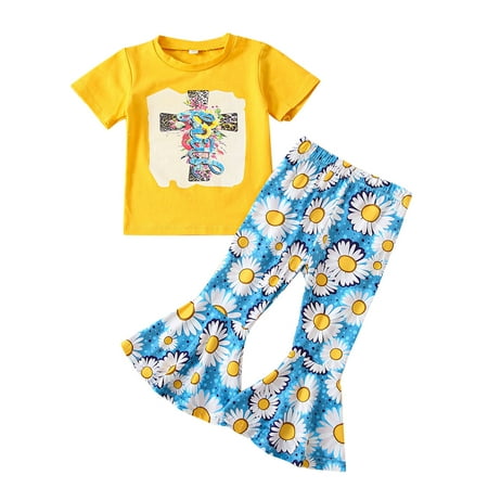 Toddler Girl Clothes Short Sleeve Kids Floral Top Print Outfits Set Bell Bottom Pants Flared Girl Clothes Outfits Set Baby Clothes
Toddler Girl Clothes Short Sleeve Kids Floral Top Print Outfits Set Bell Bottom Pants Flared Girl Clothes Outfits Set Baby Clothes