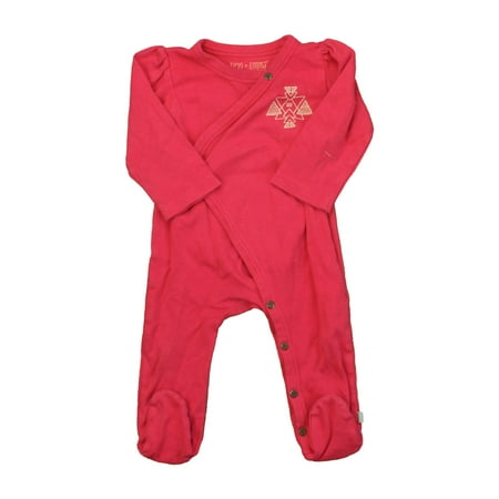 Pre-owned Finn + Emma Girls Pink 1-piece footed Pajamas size: 6-9 Months