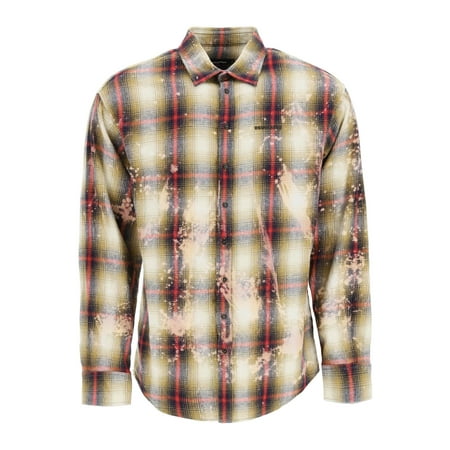 Dsquared2 Drop Shoulder Shirt In Bleached Checked Flannel Men